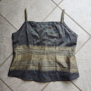 Gold embroidered sleeveless top size XL